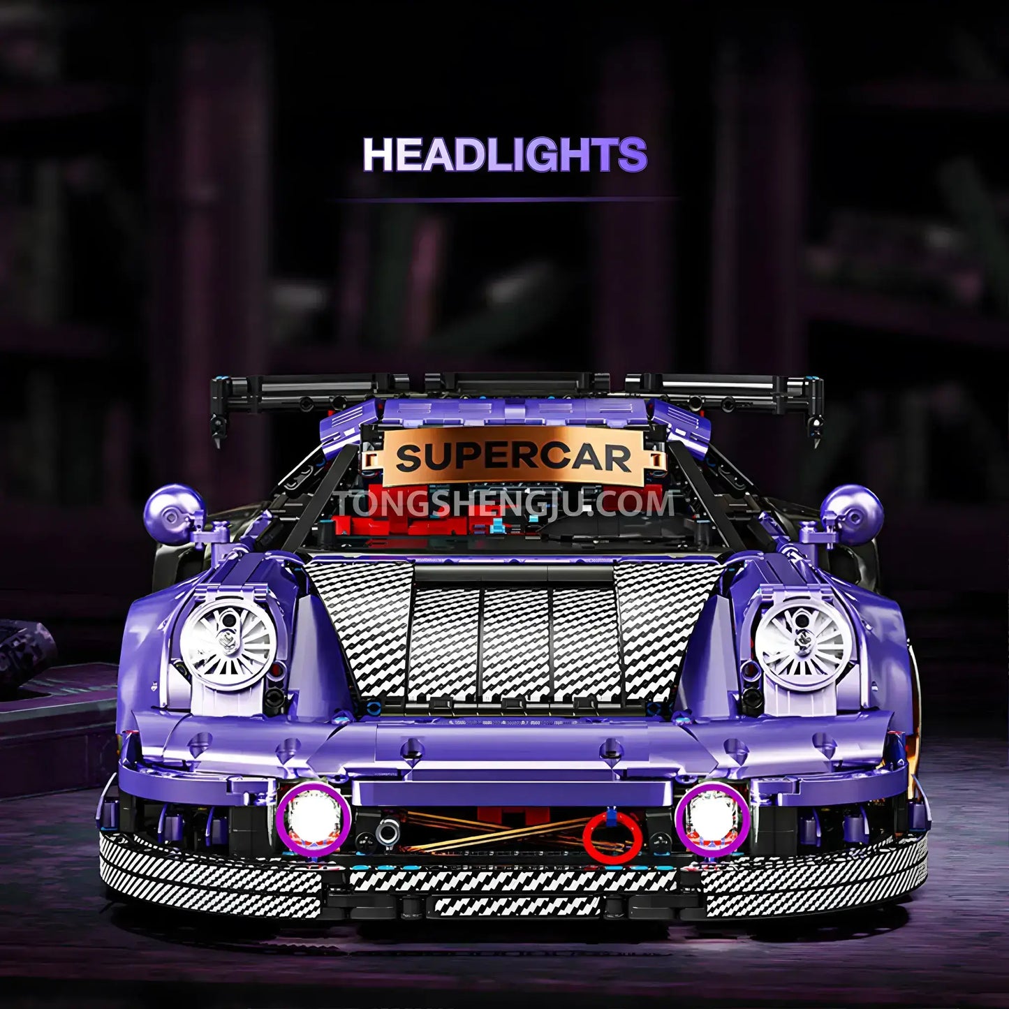 kbox 10544 technic porsche 964 sports car building blocks set model car headlights