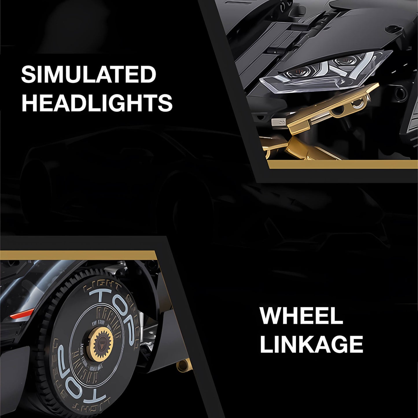 product details of kbox lamborghini huracan sto building block model toy car simulated headlights and wheel linkage