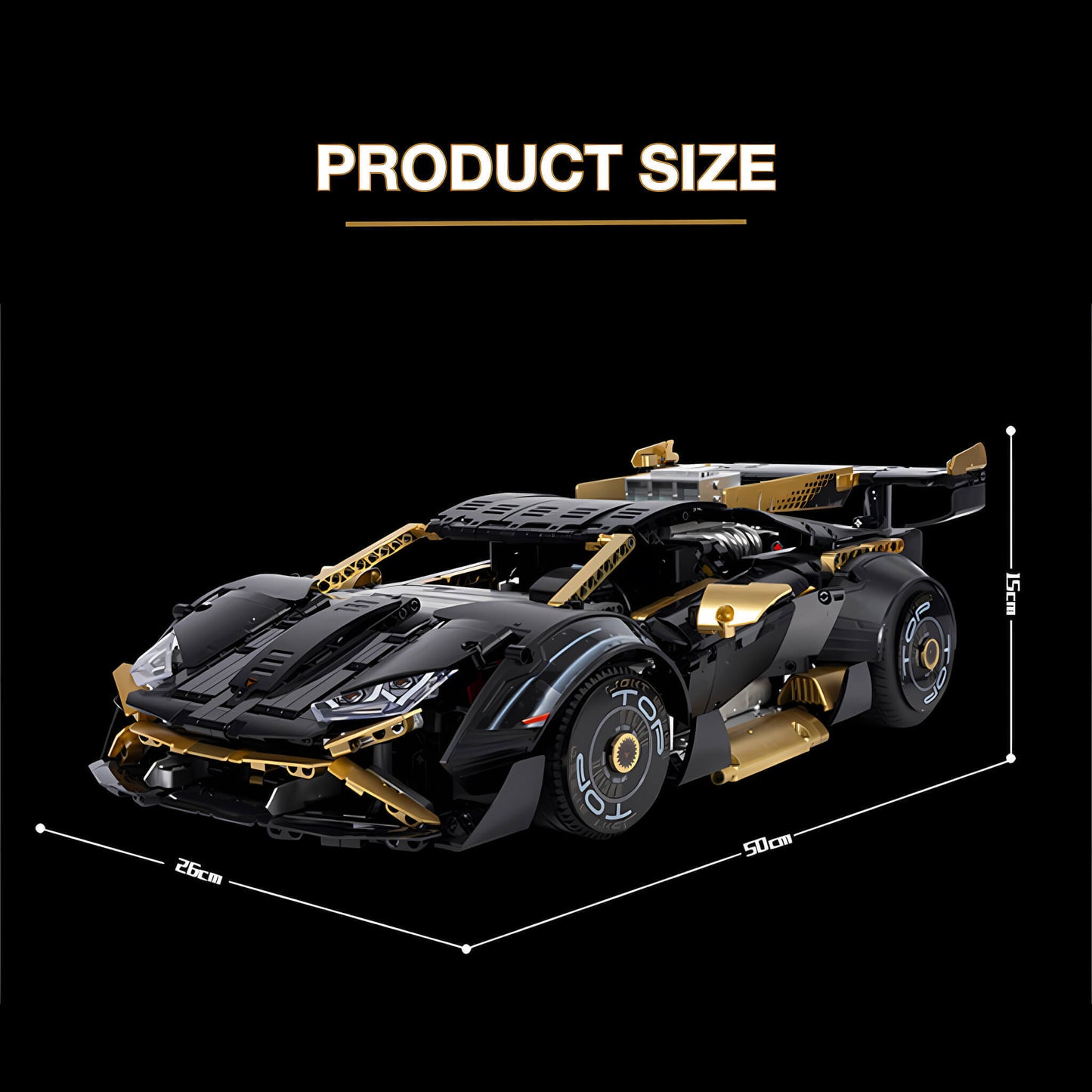 product size of kbox lamborghini huracan sto building block model toy car