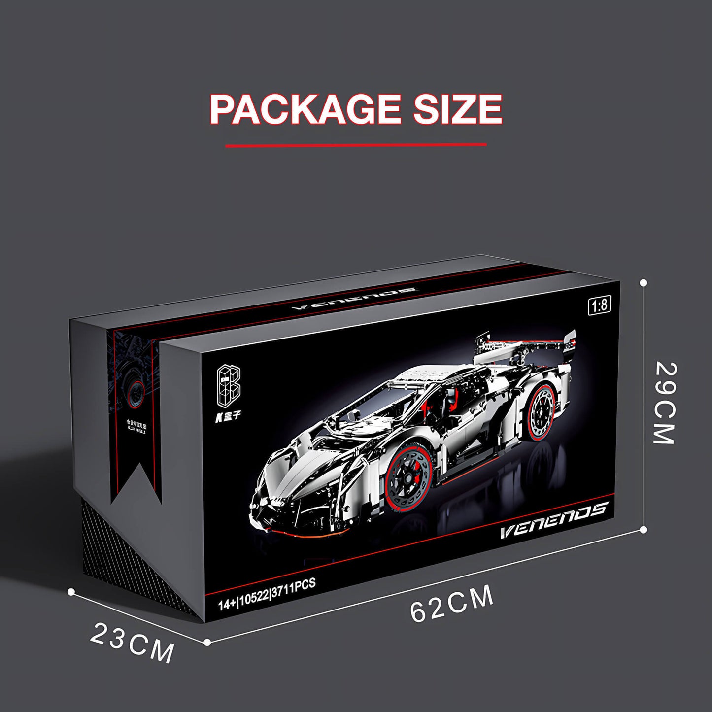 package size of kbox lamborghini veneos supercar building blocks model toy car