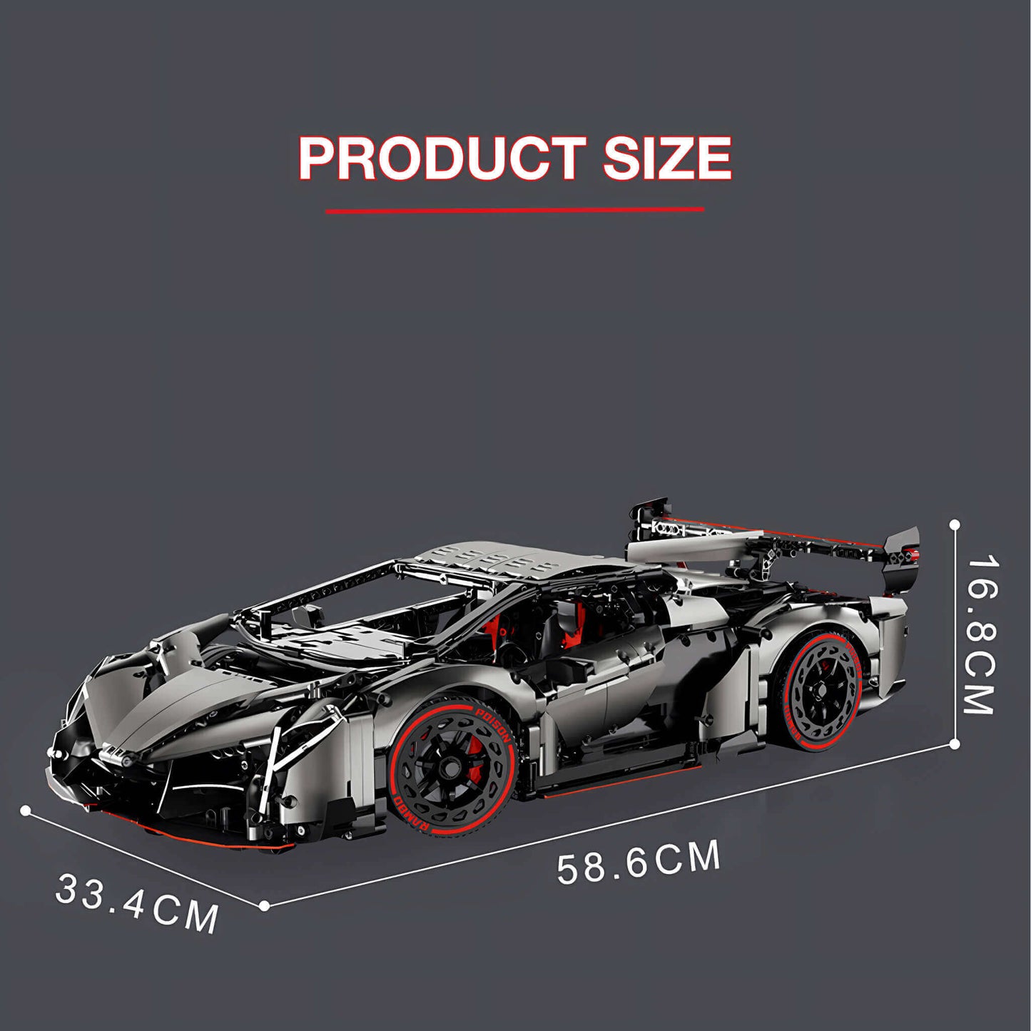 product size of kbox lamborghini veneos supercar building blocks model toy car