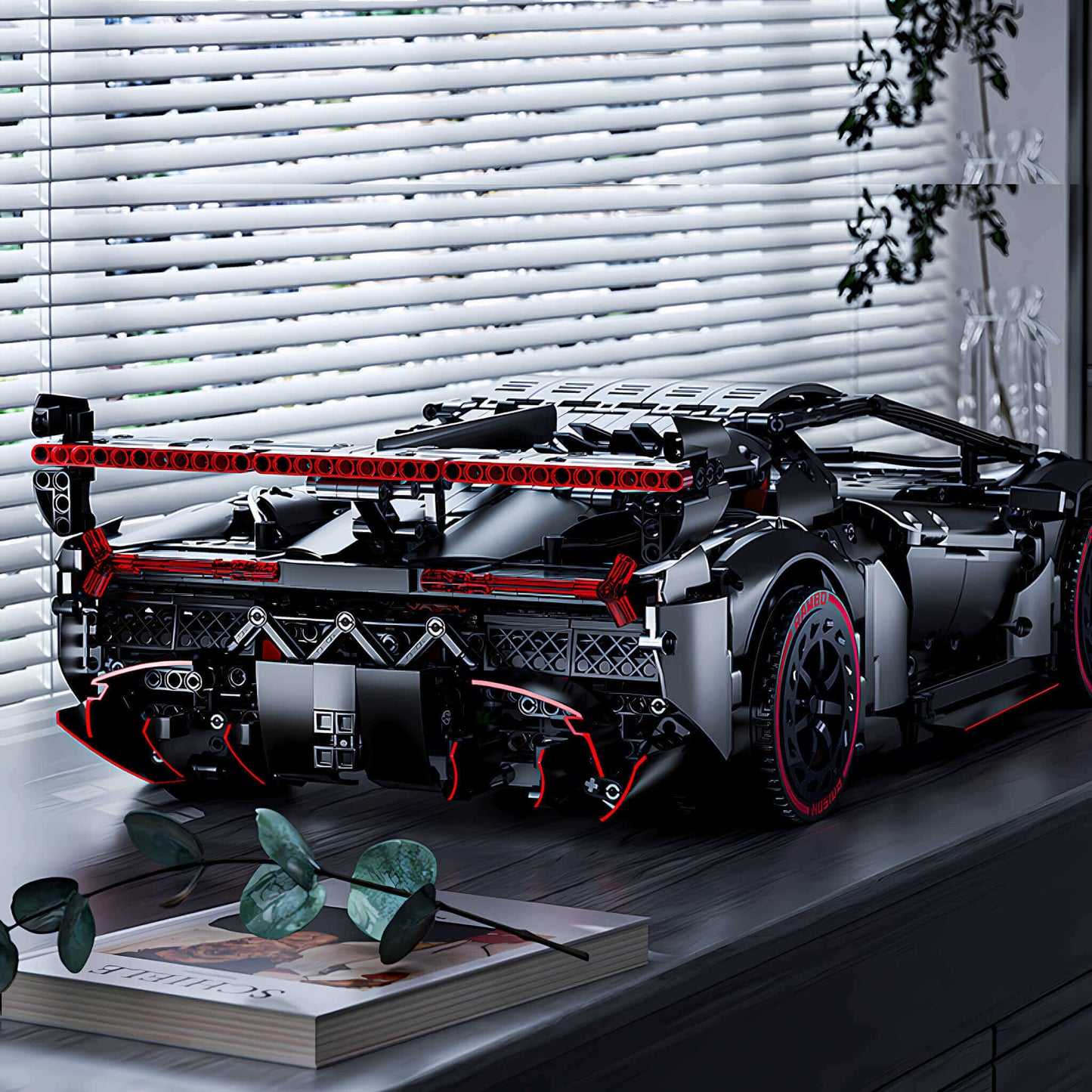 rear view of kbox lamborghini veneos supercar building blocks model toy car