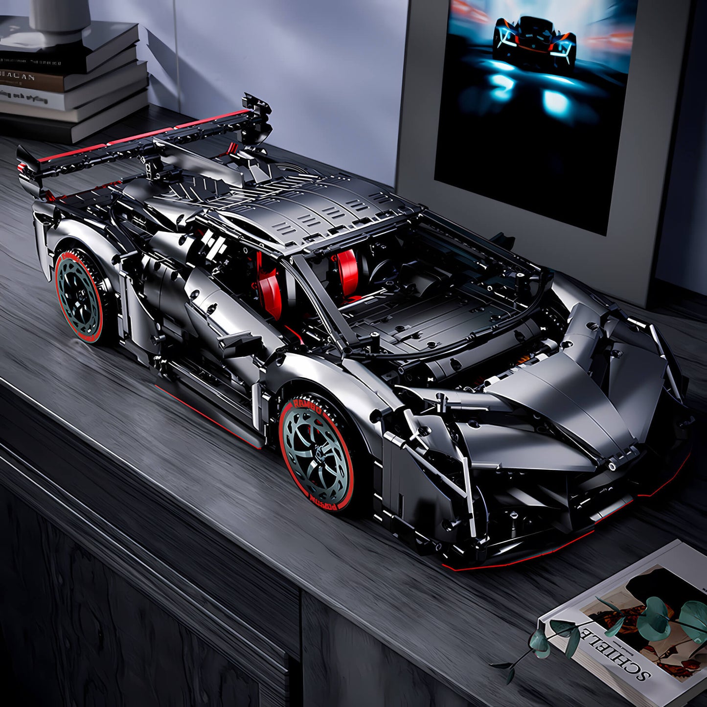 side view of kbox lamborghini veneos supercar building blocks model toy car