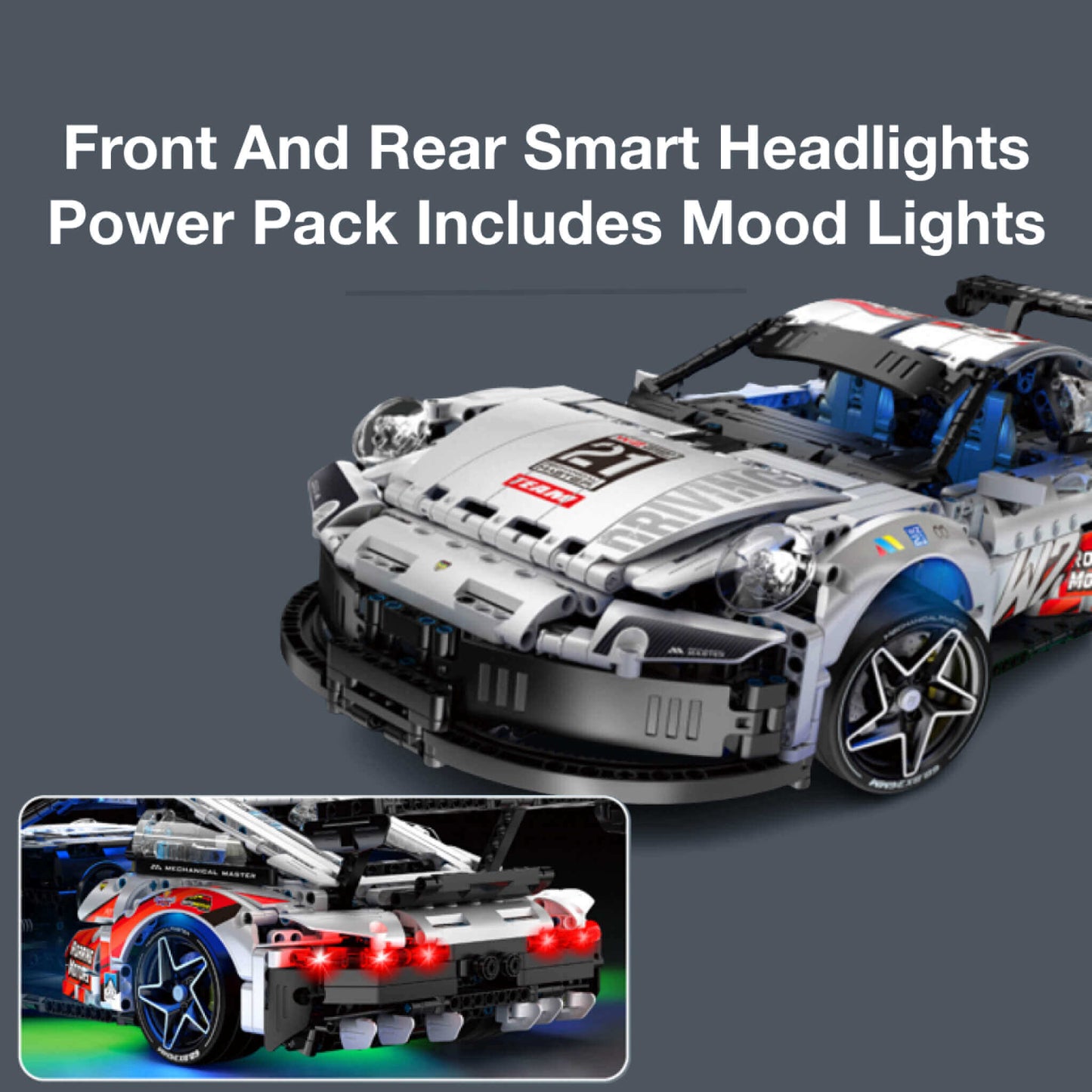product details of im master porsche 911 building block model toy car headlight and mood lights