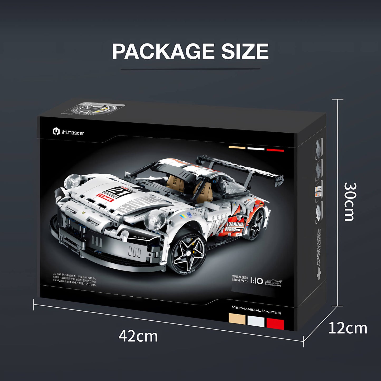 package size of im master porsche 911 building block model toy car