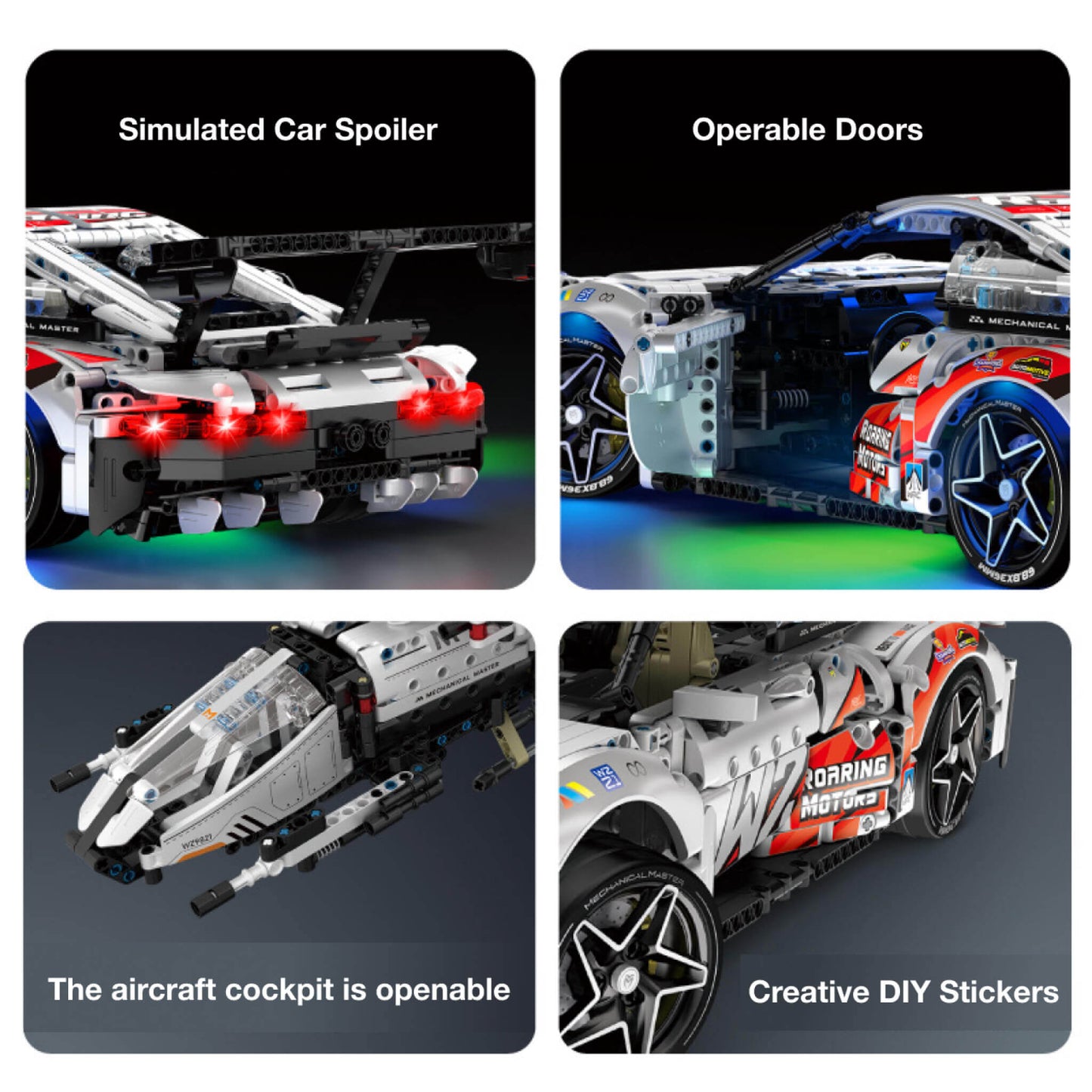 product details of im master porsche 911 building block model toy car simulated car spoiler and operable doors and the aircraft cockpit is openable and creative diy stickers