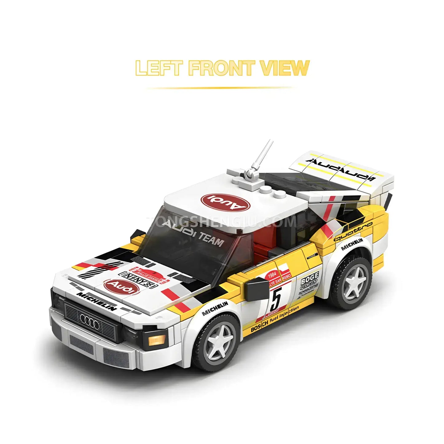 monte carlo left front view of powerblock pb8812 wrc rally hb audi team sports car building blocks set model car