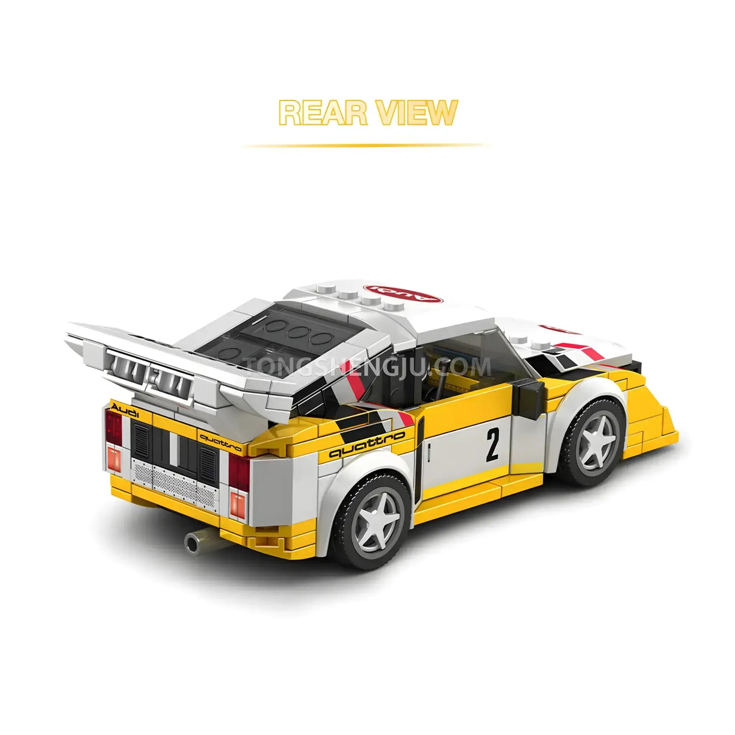 decals right rear view of powerblock pb8812 wrc rally hb audi team sports car building blocks set model car