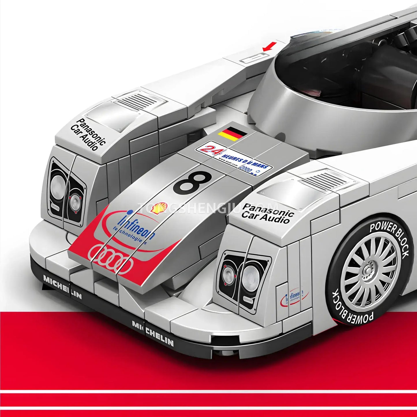 happy build power block pb8813 audi r8 sports car building blocks set model car front end