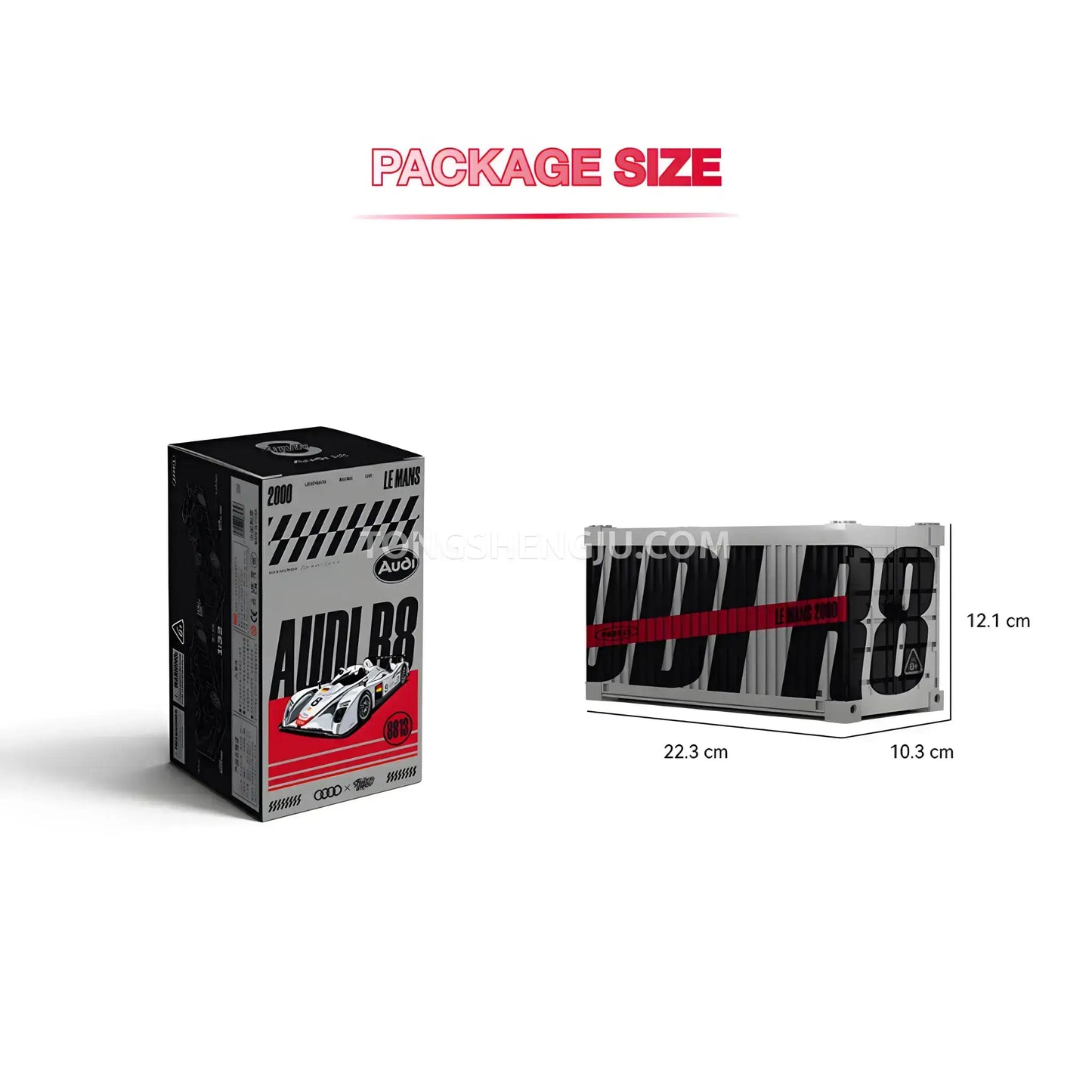 package size of happy build power block pb8813 audi r8 sports car building blocks set model car