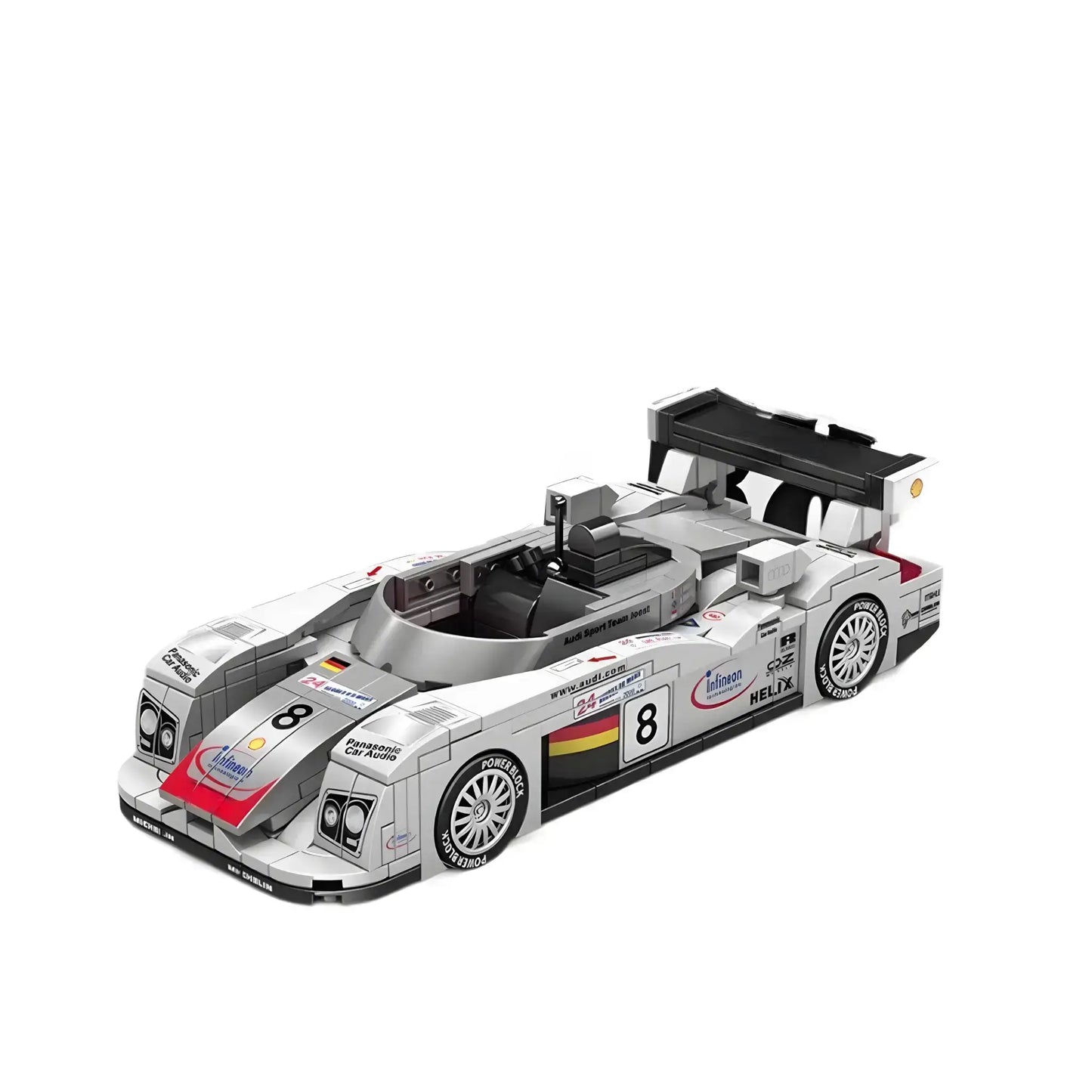 static version of happy build power block pb8813 audi r8 sports car building blocks set model car
