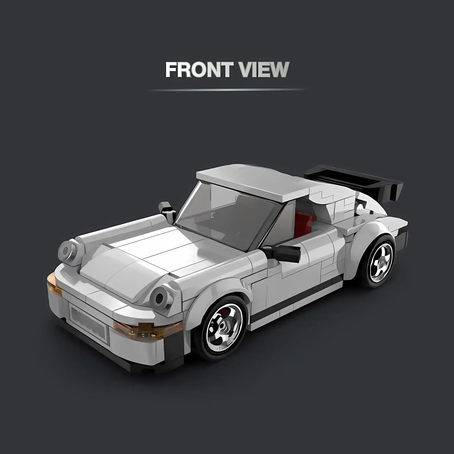 front view of happy build powerblock pb8816 timeless series porsche retro 993 model car building blocks toy