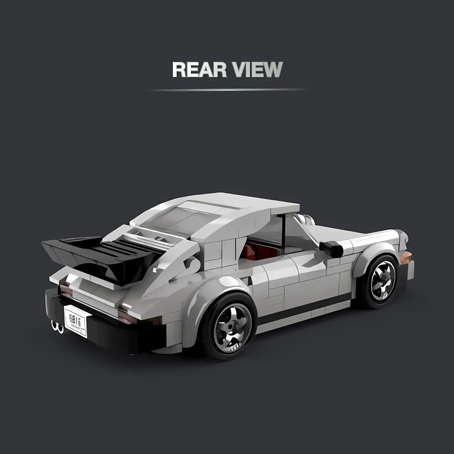 rear view of happy build powerblock pb8816 timeless series porsche retro 993 model car building blocks toy