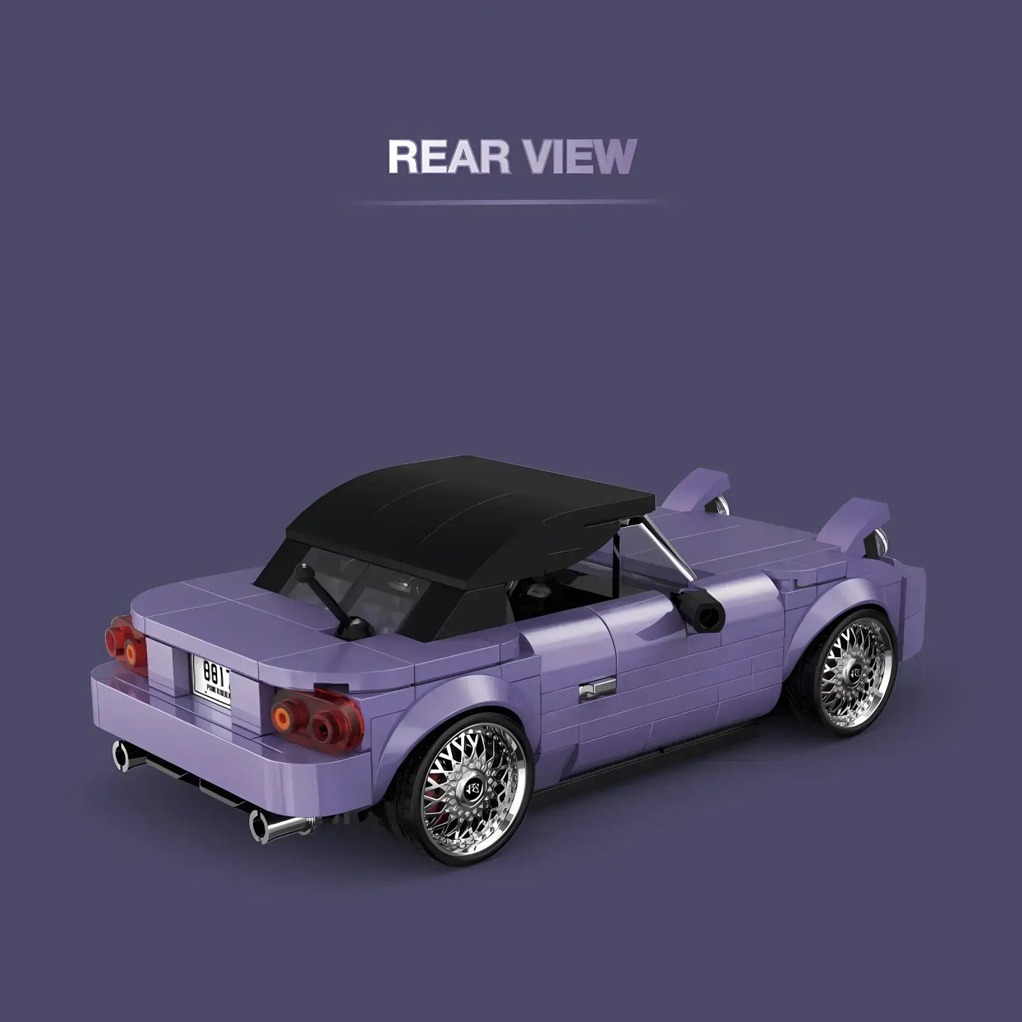 rear view of happy build powerblock timeless series pb8817 mazda mx5 miyata model car building blocks toy