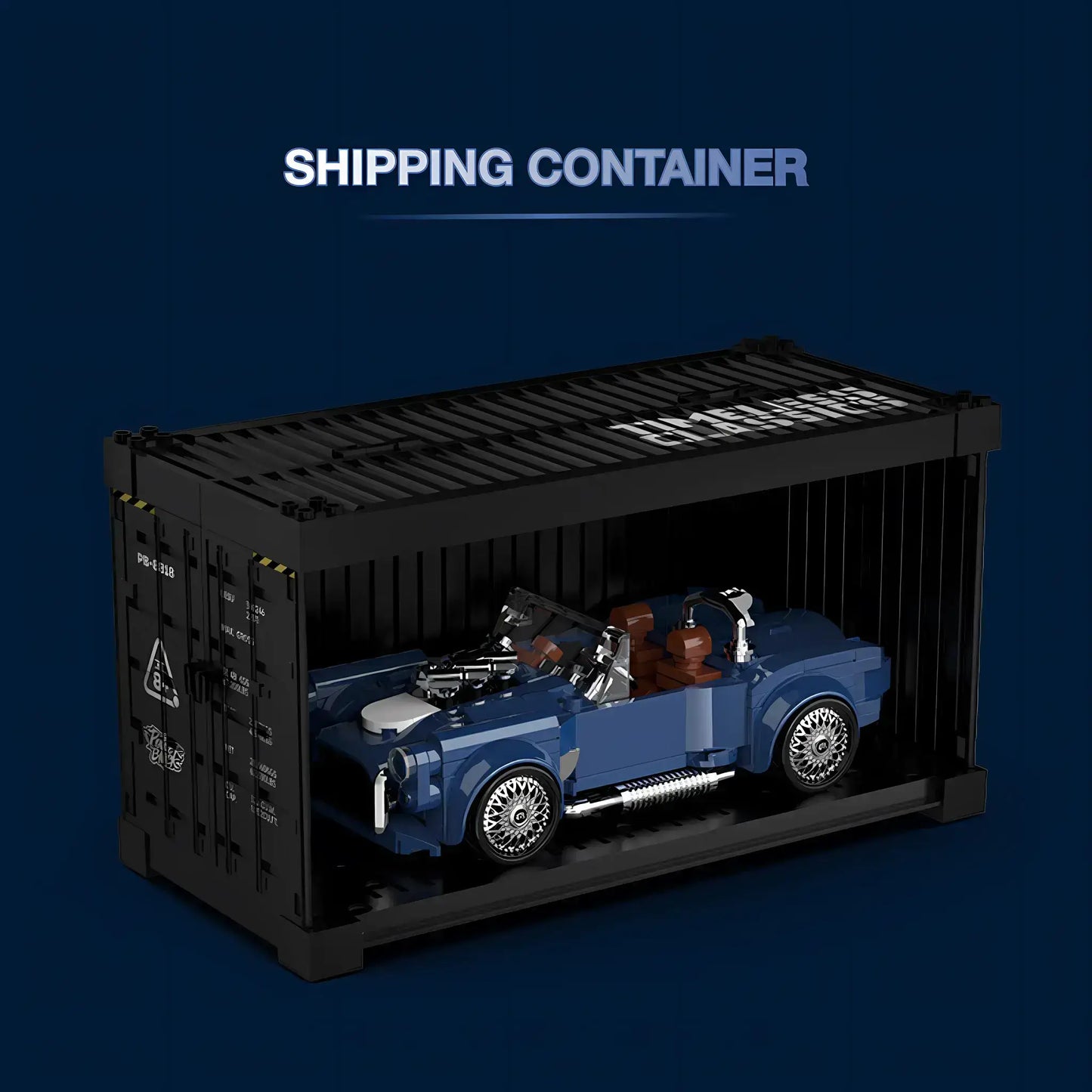 shipping container of happy build powerblock timeless series pb8818 shellby cobra model car building blocks toy