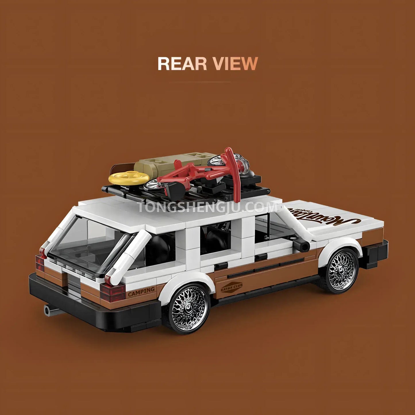 rear view of happy build powerblock pb8824 santana station wagon sports car building blocks set model car