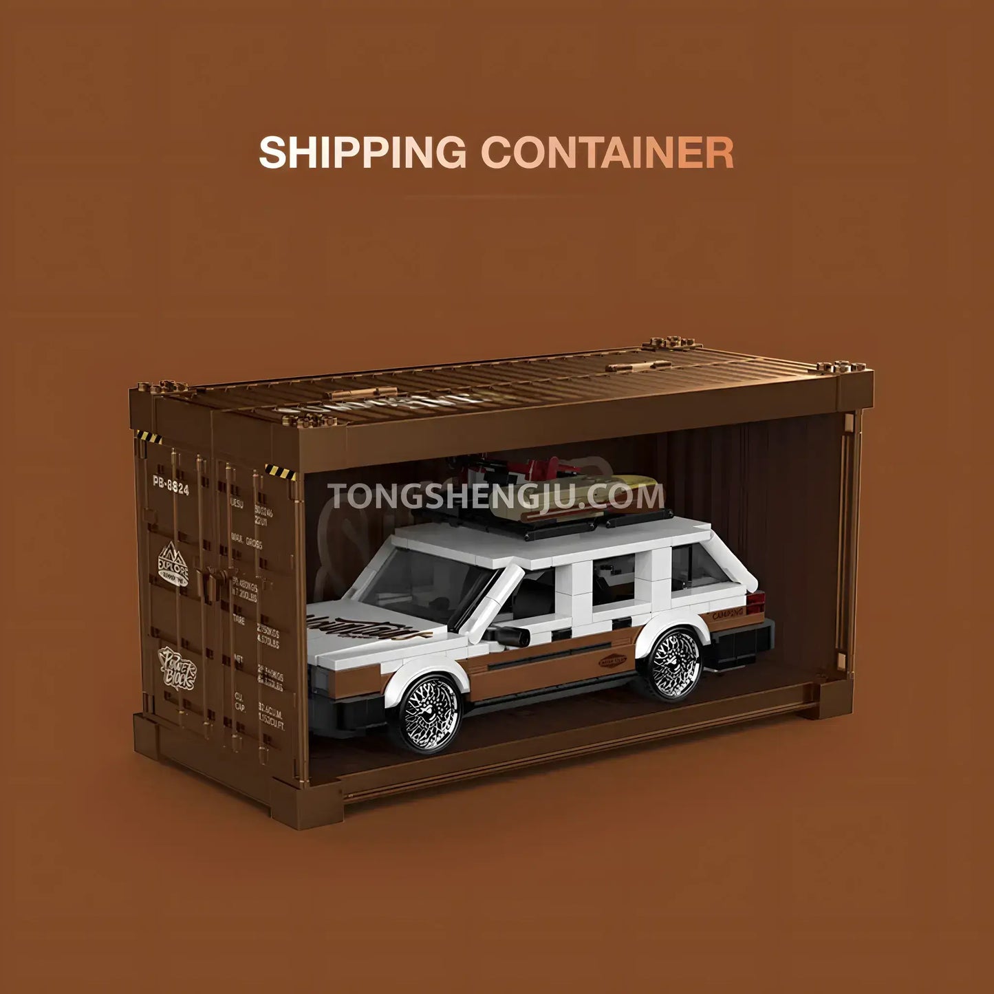 shipping container of happy build powerblock pb8824 santana station wagon sports car building blocks set model car