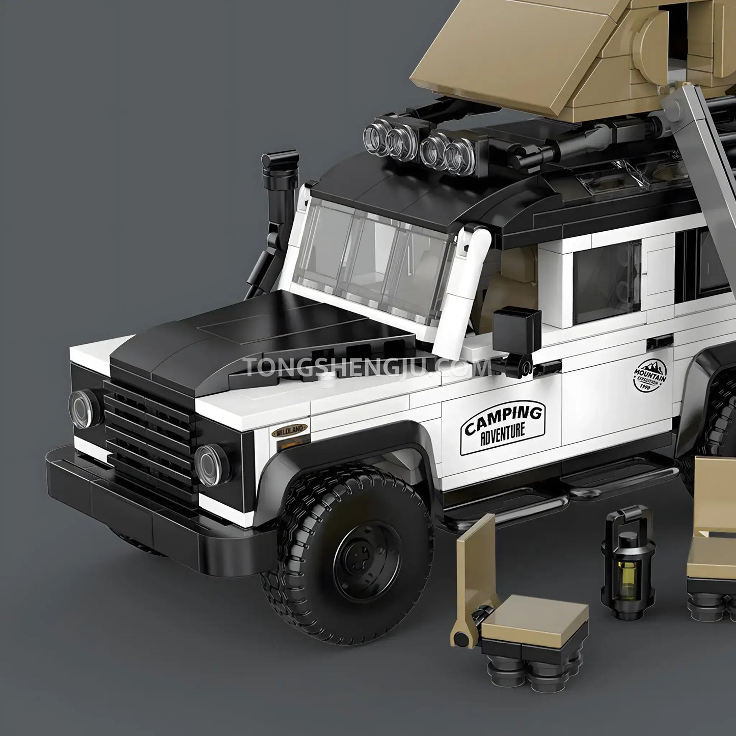 happy build powerblock pb8825 landrover weishi off-road car building blocks set model car front end