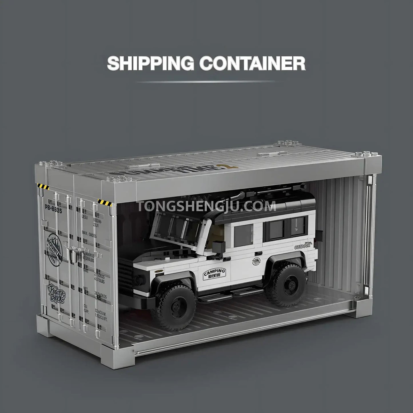 shipping container of happy build powerblock pb8825 landrover weishi off-road car building blocks set model car