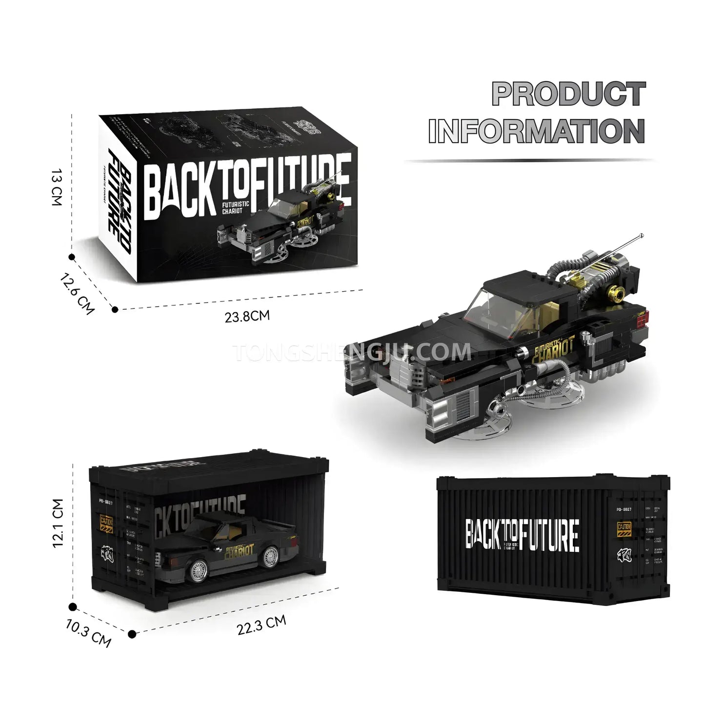 product information of happy build powerblock pb8827 futuristic chariot sports car building blocks set model car