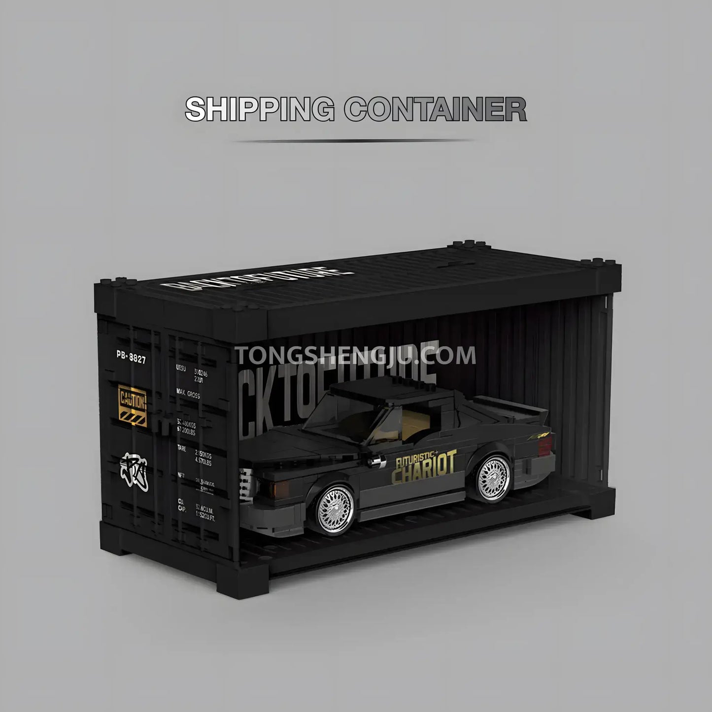 shipping container of happy build powerblock pb8827 futuristic chariot sports car building blocks set model car