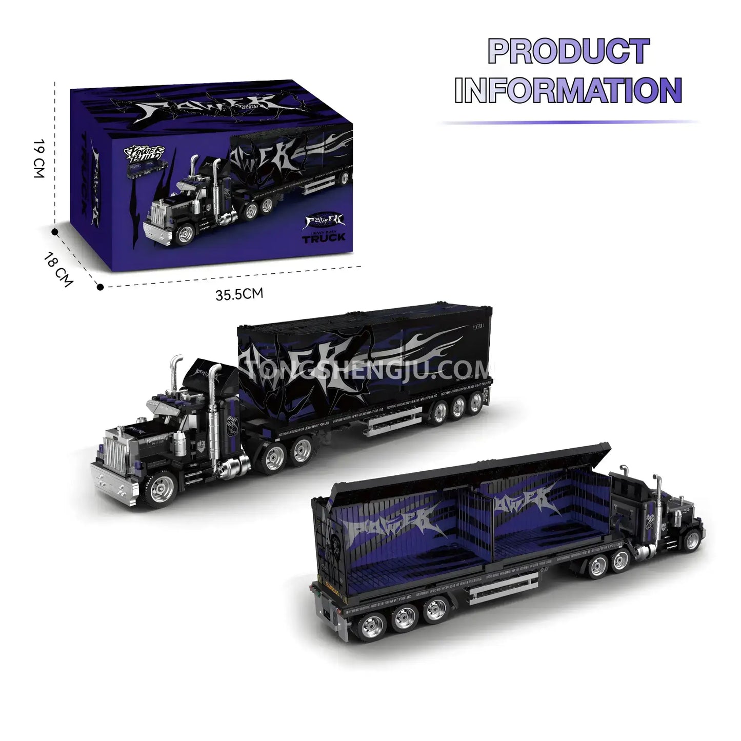 product information of happy build powerblock pb8829 gmc heavy duty truck sports car building blocks set model car