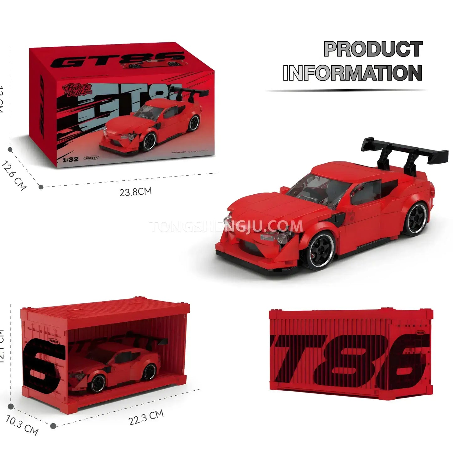 product information of happy build powerblock pb8832 toyota gt86 supercar building blocks set model car