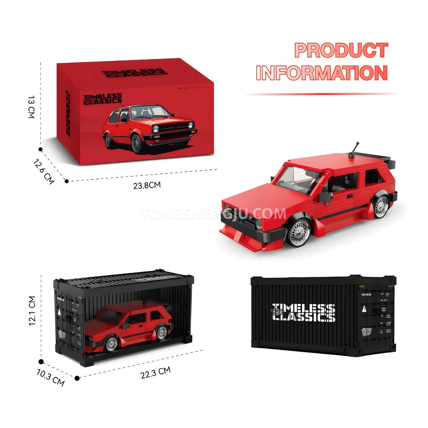 product information of happy build powerblock pb8839 golf mk2 sports car building blocks set model car