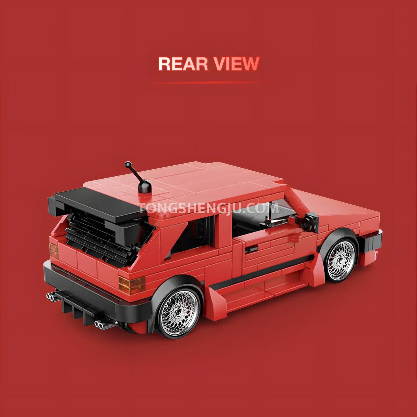 rear view of happy build powerblock pb8839 golf mk2 sports car building blocks set model car