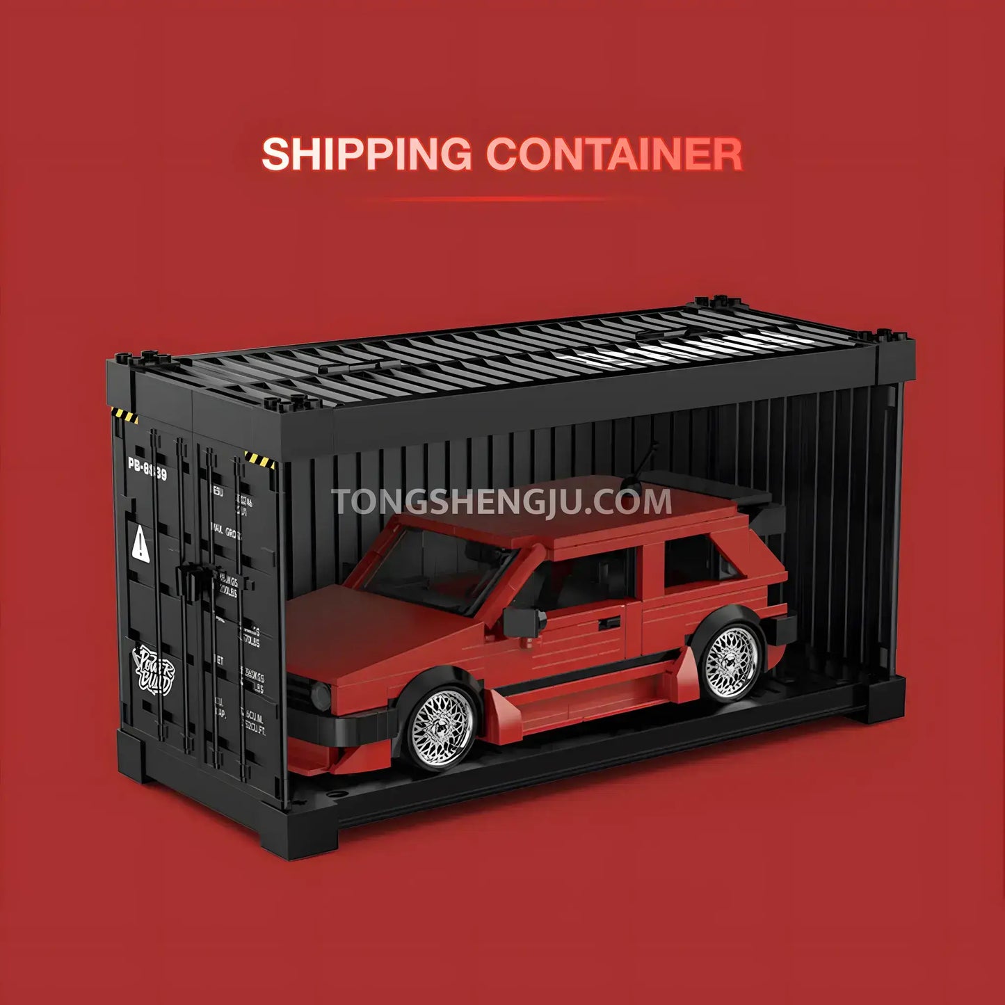 shipping container of happy build powerblock pb8839 golf mk2 sports car building blocks set model car