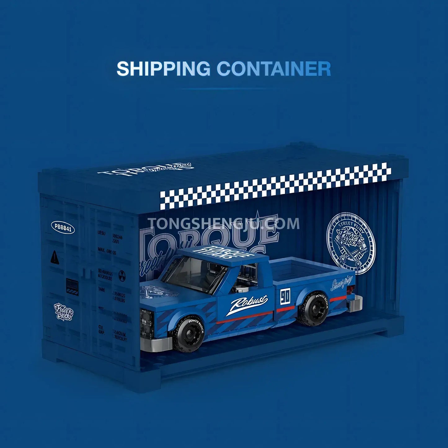 shipping container of happy build power block pb8841 street fury vintage pickup trucks building blocks set model car