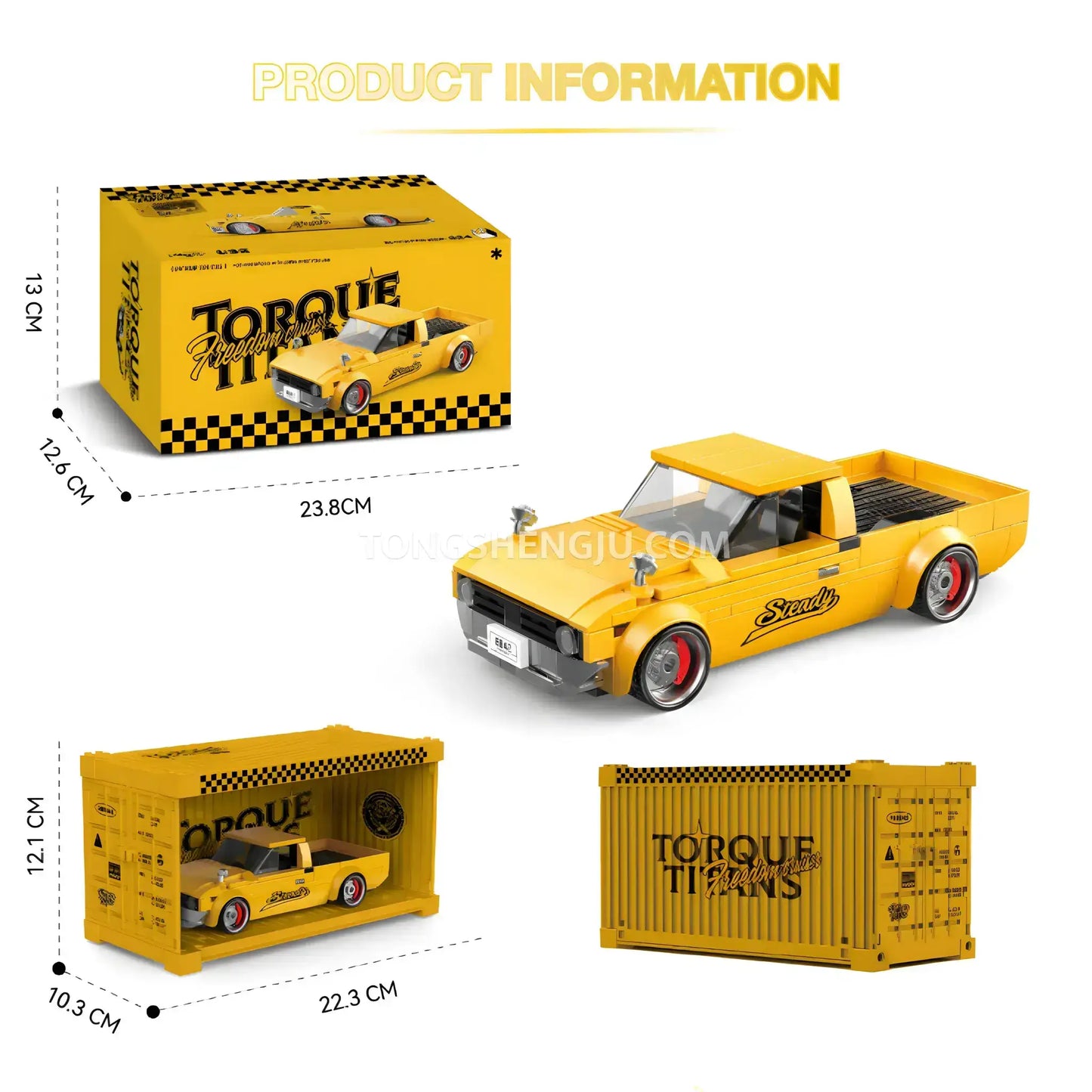 product information of happy build power block pb8842 freedom cruiser vintage pickup trucks building blocks set model car