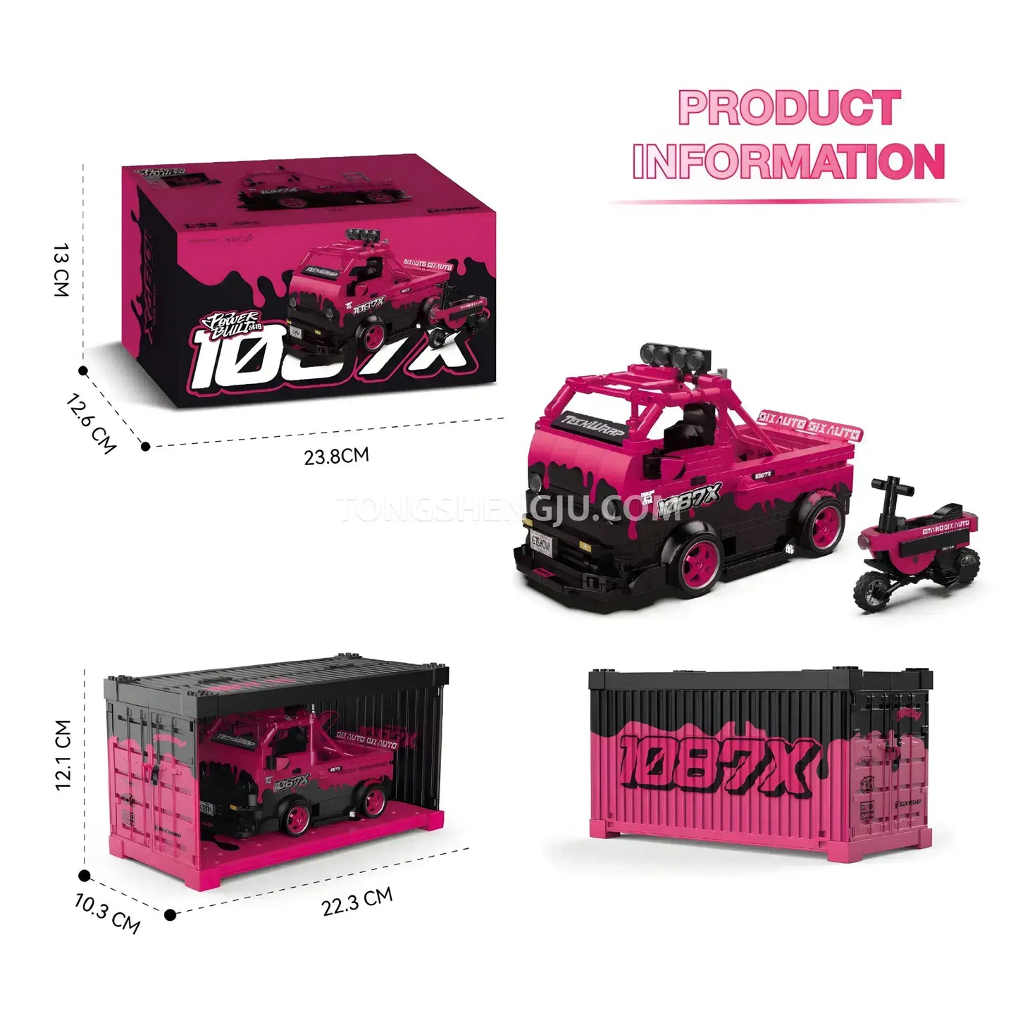 Tongshengju PowerBuild 1087x Pickup Truck Car Building Blocks Set For Adults & Kids Gift(604PCS)