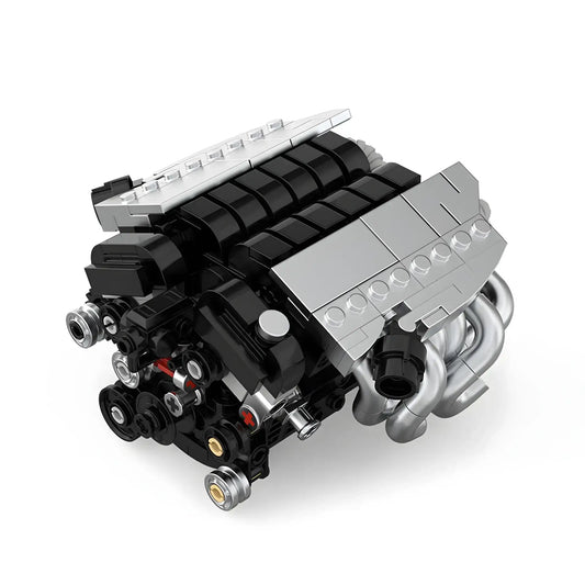 front view of happybuild powerblock pb8869c sukon db9 v12 mini engine model car building set