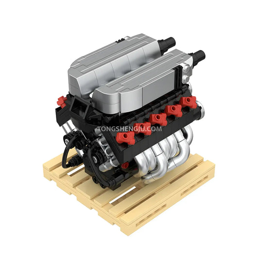 happybuild powerblock pb8869d sukon R8 v10 mini engine model car building set compatible with lego speed champions series