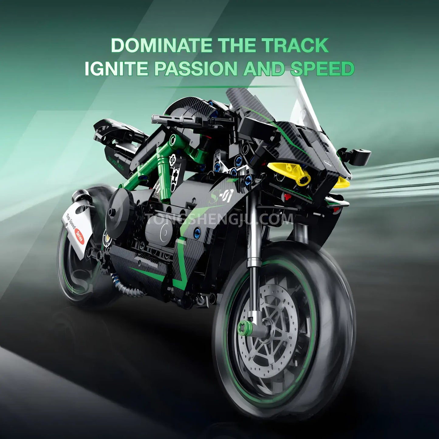 shuanggao 60532 kawasaki ninja h2r model motorcycle building blocks toy dominate the track