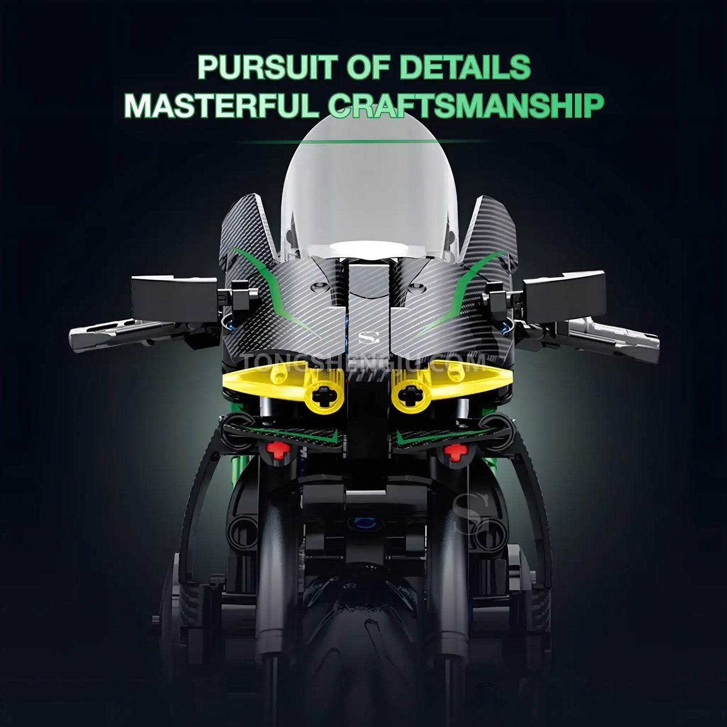 shuanggao 60532 kawasaki ninja h2r model motorcycle building blocks toy pursuit of details