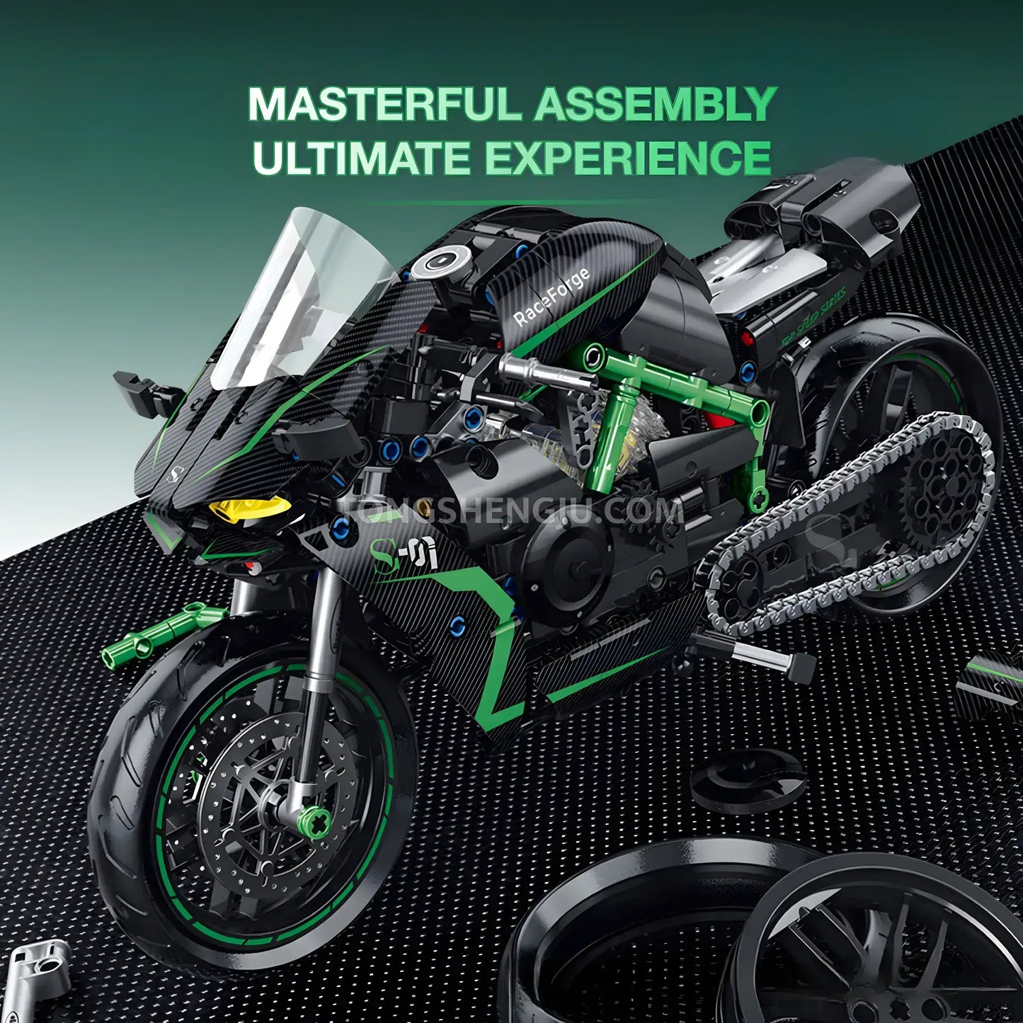 shuanggao 60532 kawasaki ninja h2r model motorcycle building blocks toy masterful assembly