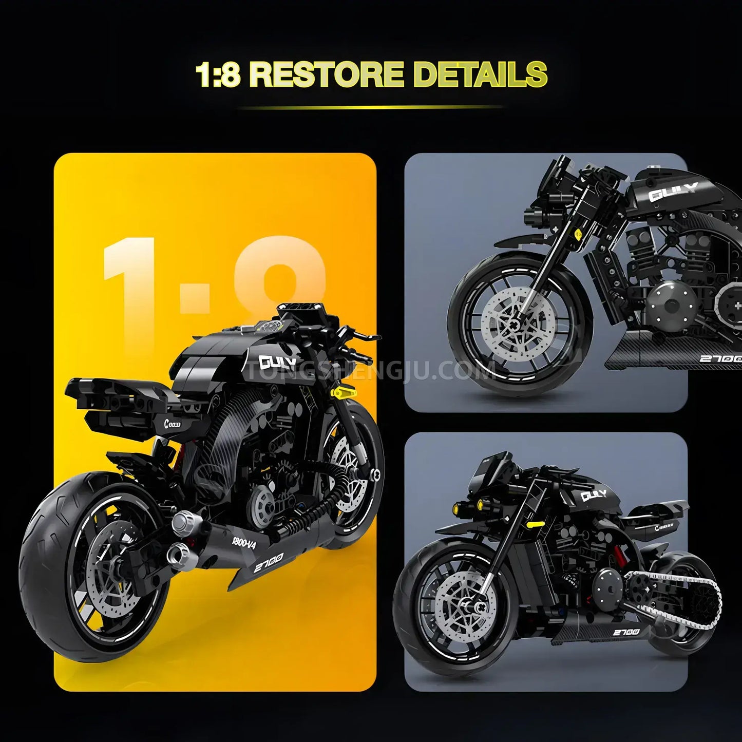 shuanggao 60533 yamaha vmax model motorcycle building blocks toy 1/8 restore details