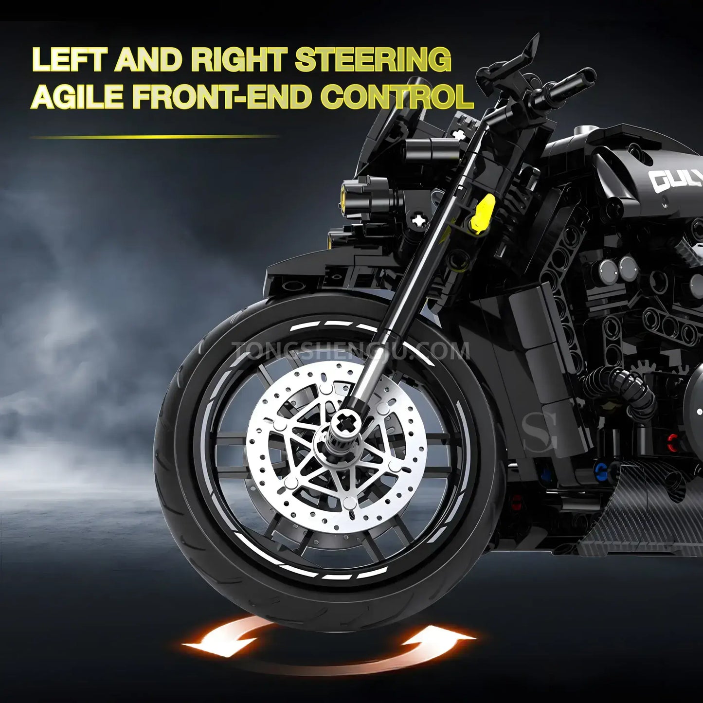shuanggao 60533 yamaha vmax model motorcycle building blocks toy left and right streering agile front-end control