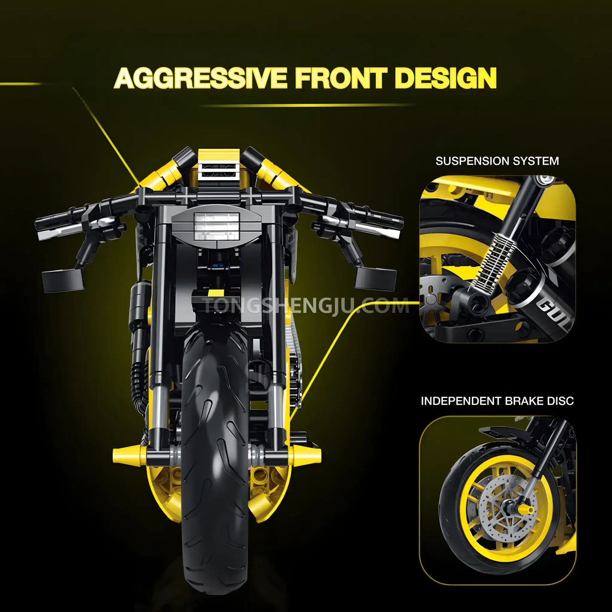 front view of shuanggao 60536 halei v rod night rod motorcycle building blocks set model