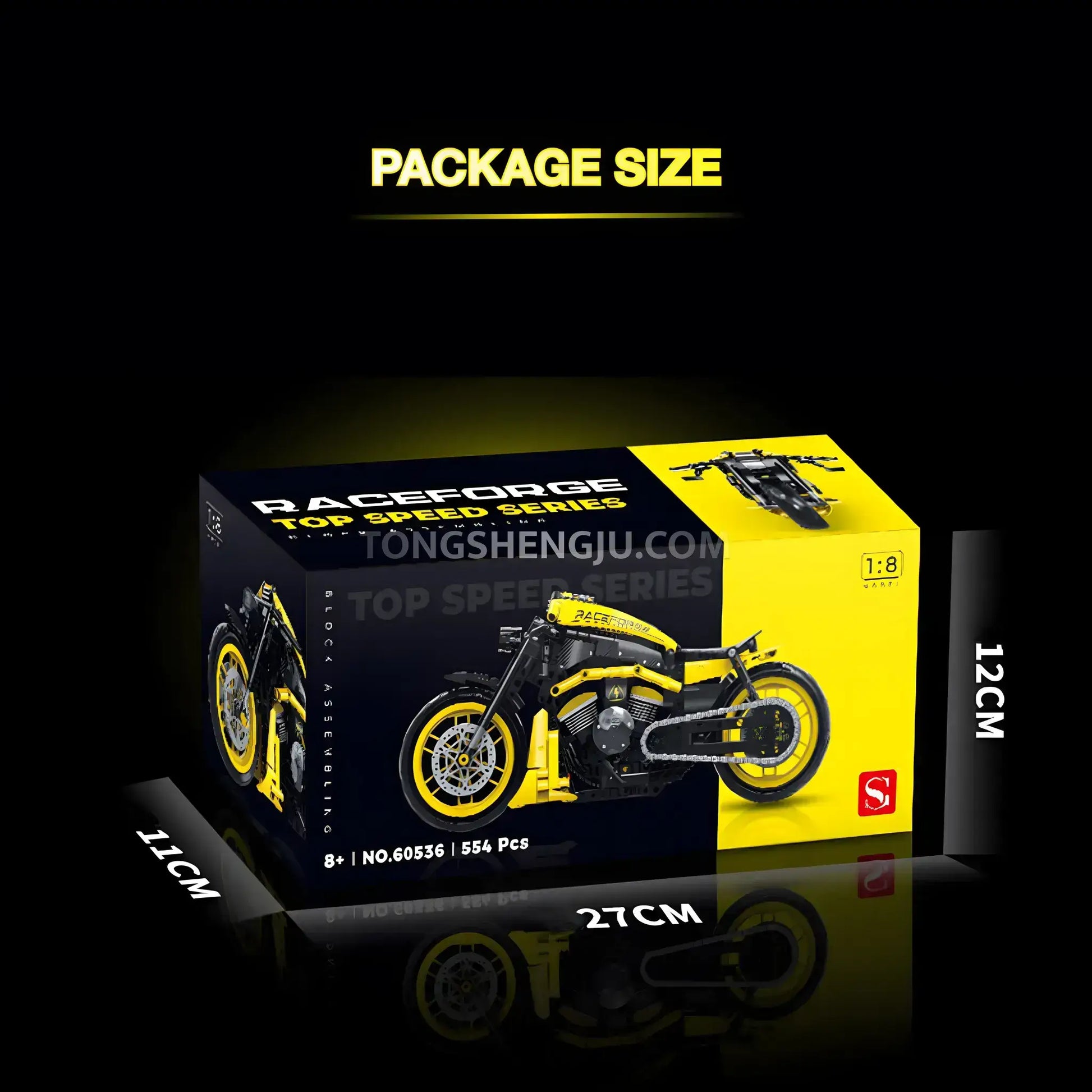 package size of shuanggao 60536 halei v rod night rod motorcycle building blocks set model