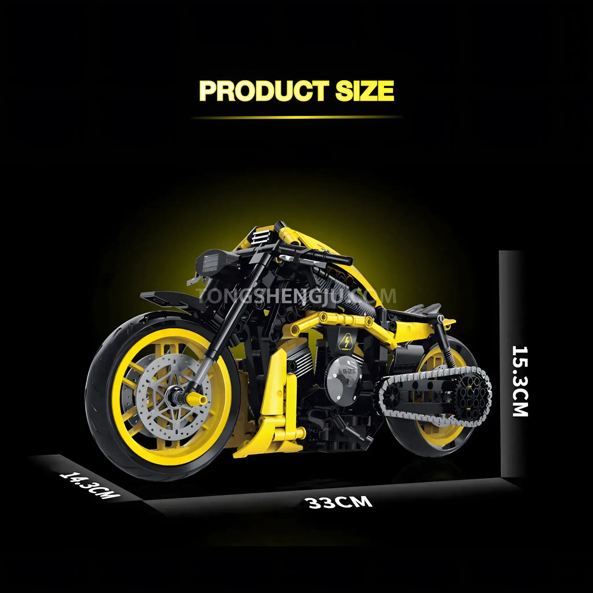 product size of shuanggao 60536 halei v rod night rod motorcycle building blocks set model