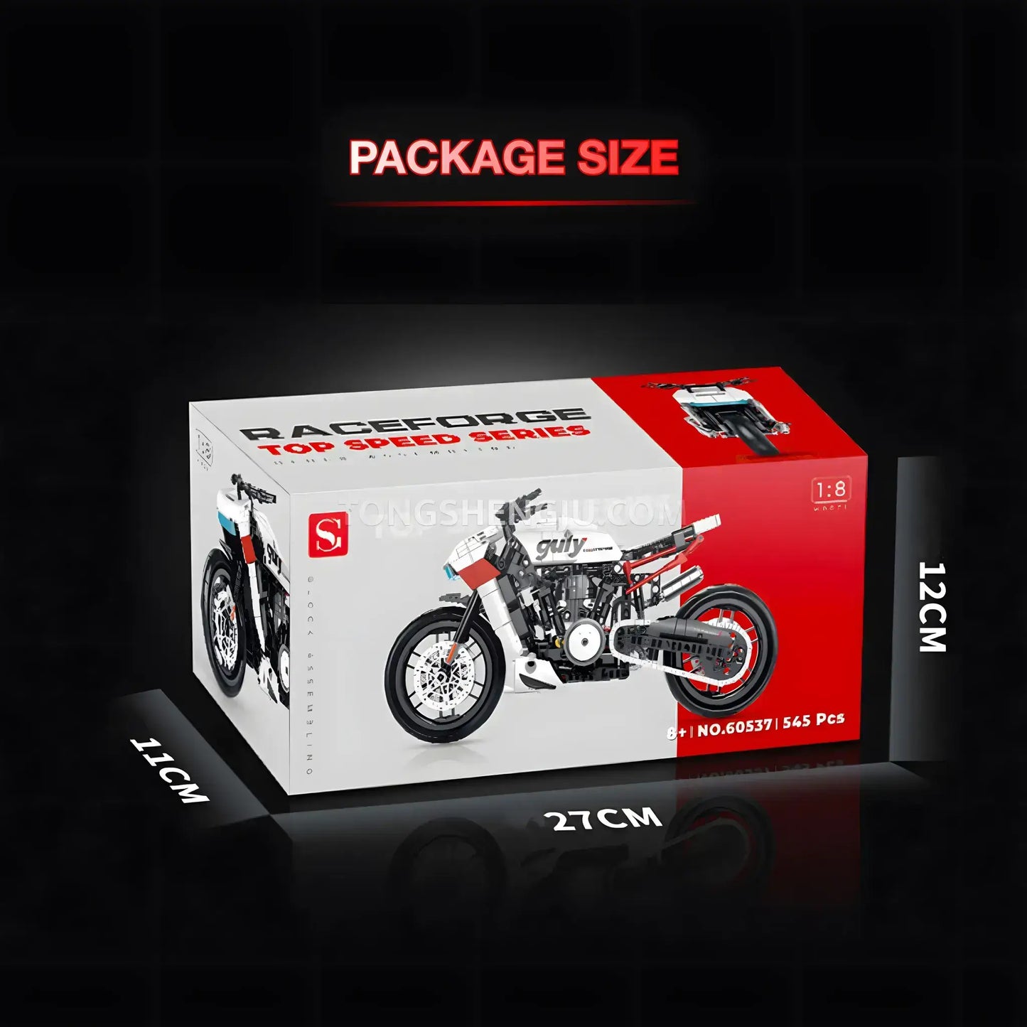 package size of shuanggao 60537 halei pan america motorcycle building blocks set model