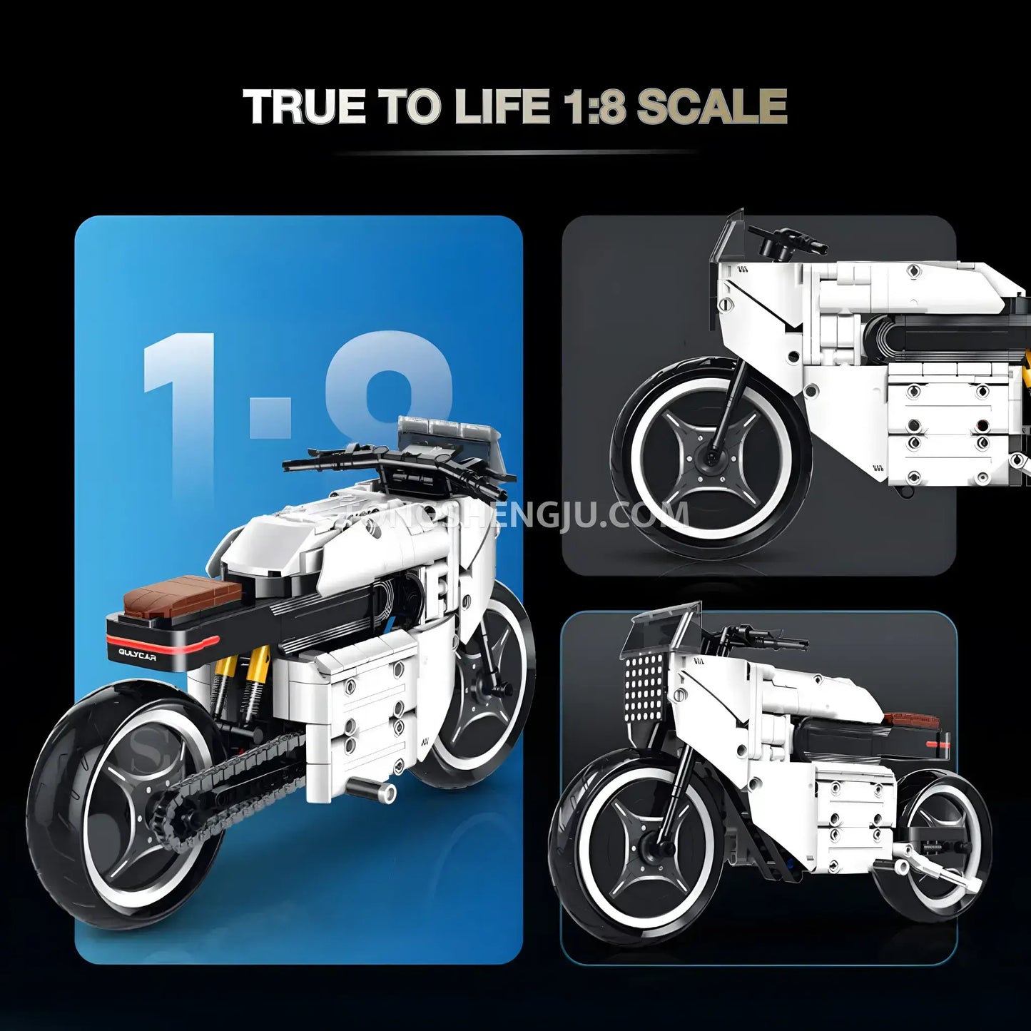 shuanggao 60539 porsche 619 technic motorcycle building blocks set model motorcycle true to life 1:8 scale
