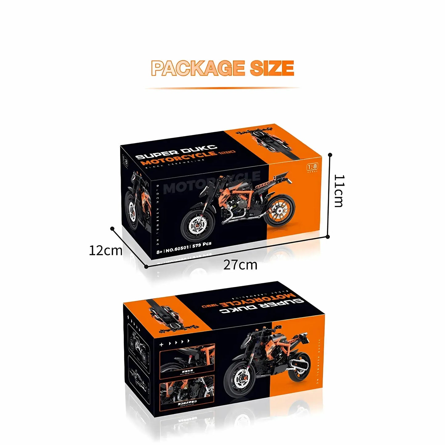 package size of shuanggao 60501 super duke 1290 model motorcycle building blocks toy