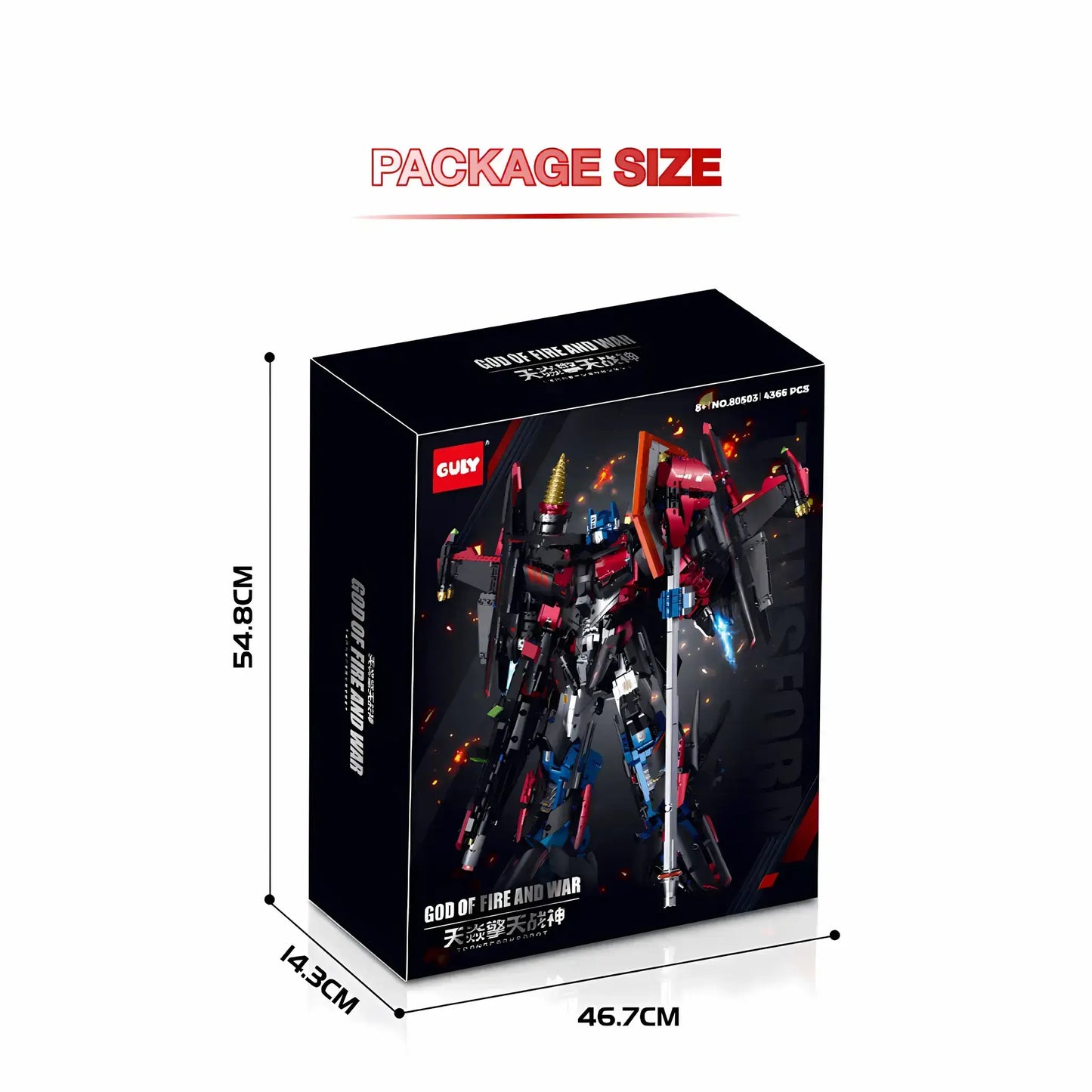 package size of guly 80503 skyfire mecha optimus prime building blocks model toy