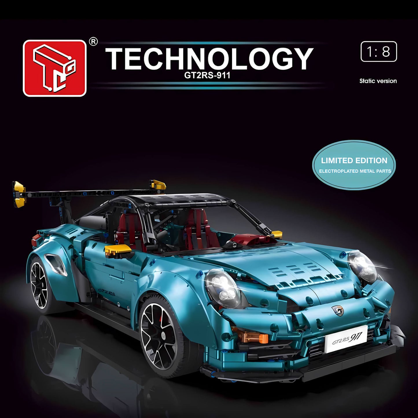 taigaole blue 911 gt2rs building blocks toy car from technology t5026b