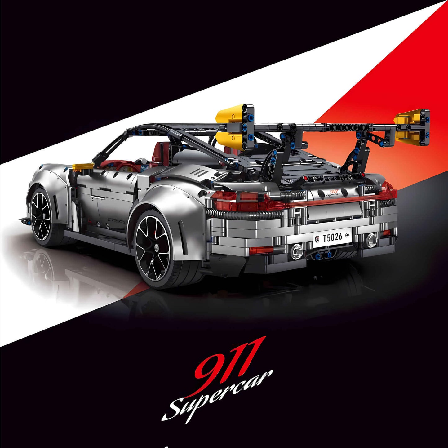 rear view of taigaole sliver 911 gt2rs building blocks model toy car