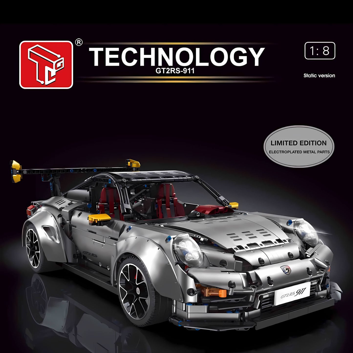 taigaole sliver 911 gt2rs building blocks toy car from technology t5026a